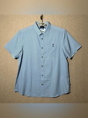 7 Diamonds‎ 4 Way Stretch Shirt Mens XXL Blue Short Sleeve Golf Comfort Preppy